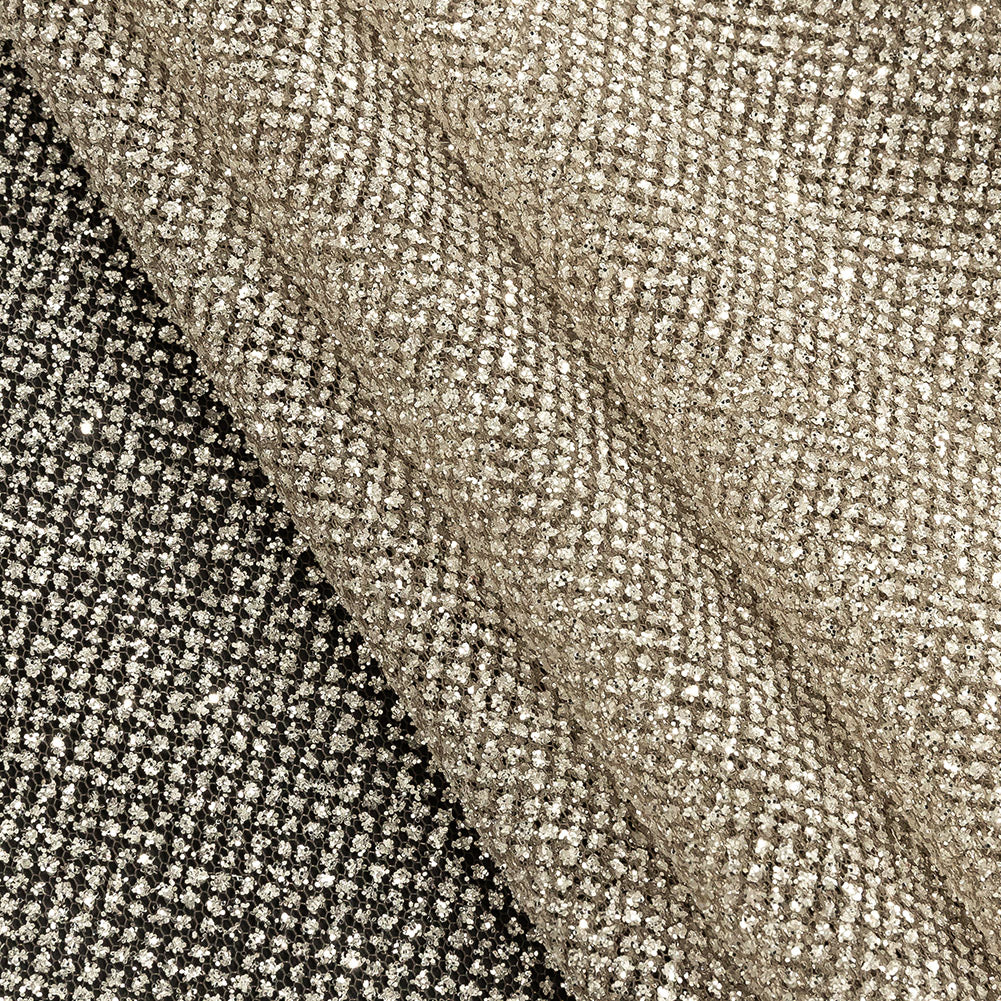 Tulle with Metallic Platinum Glitter - Mink - Platina Collection