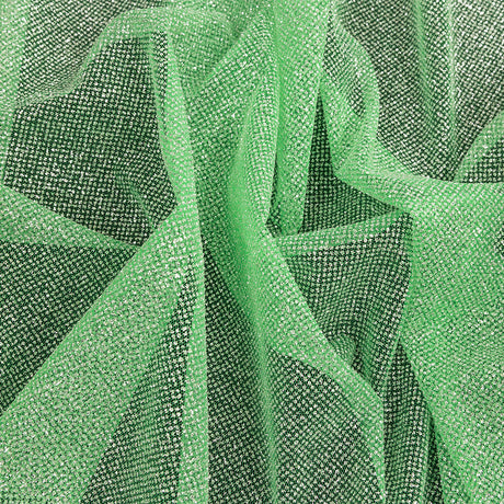 Tulle with Metallic Platinum Glitter - Neon Green - Platina Collection
