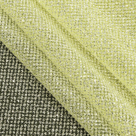 Tulle with Metallic Platinum Glitter - Pistachio Green - Platina Collection