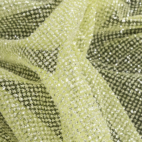 Tulle with Metallic Platinum Glitter - Pistachio Green - Platina Collection