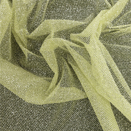 Tulle with Metallic Platinum Glitter - Pistachio Green - Platina Collection