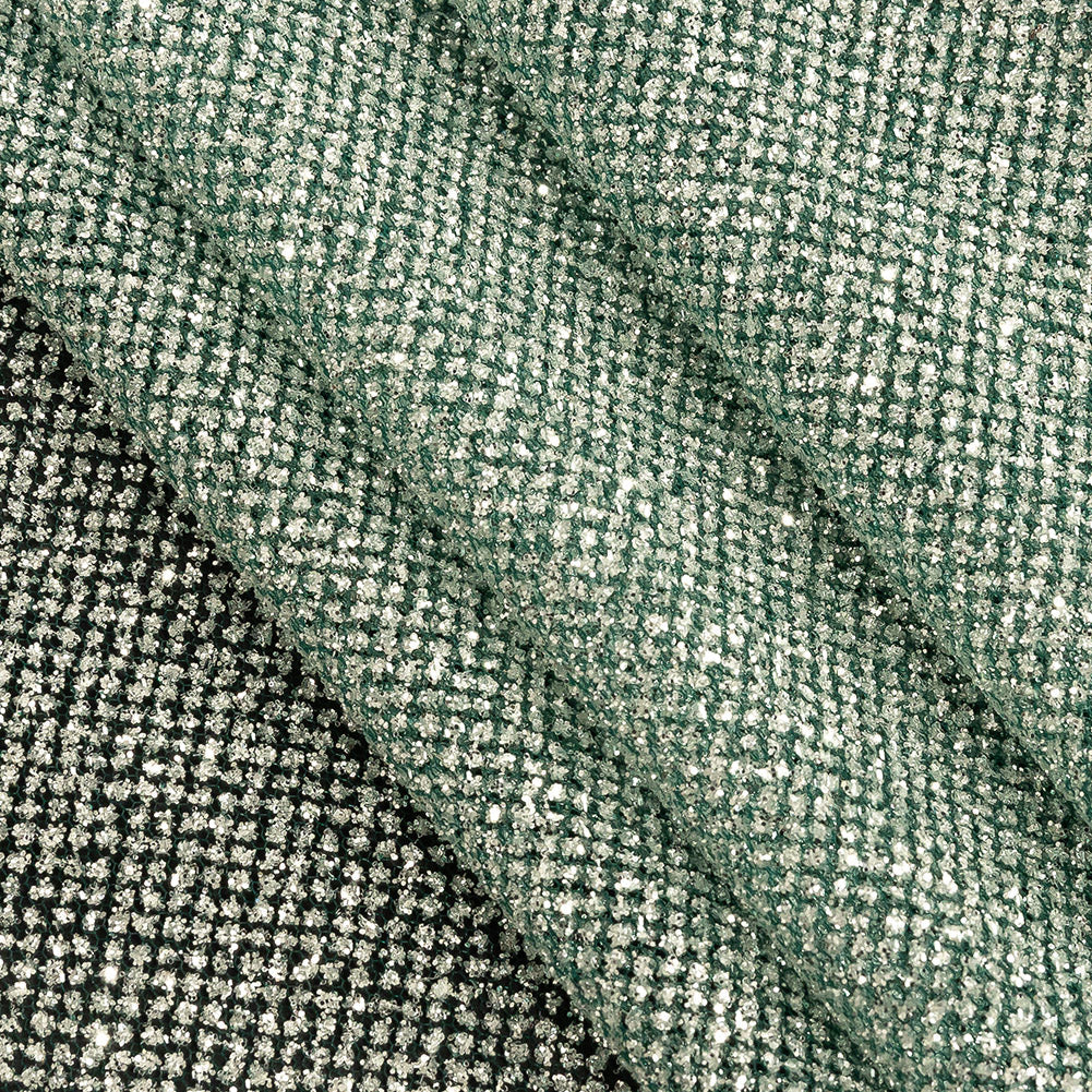 Tulle with Metallic Platinum Glitter - Hurrem Green - Platina Collection