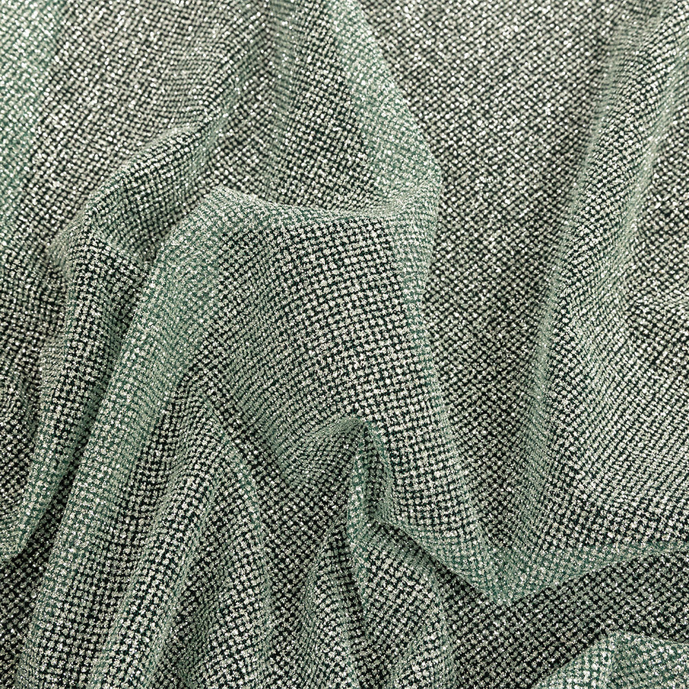 Tulle with Metallic Platinum Glitter - Hurrem Green - Platina Collection