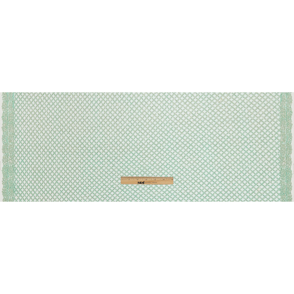 Guipure Lace with Glitter - Water Green Diamonds