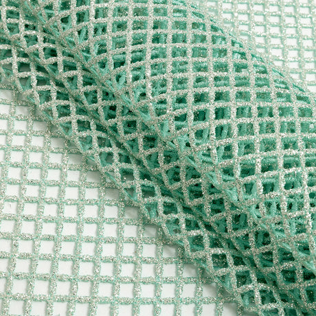 Guipure Lace with Glitter - Water Green Diamonds