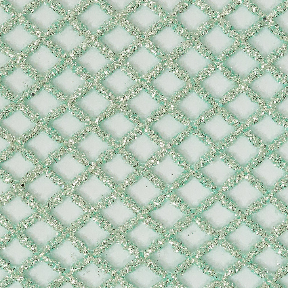 Guipure Lace with Glitter - Water Green Diamonds