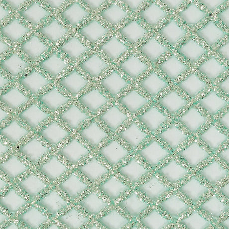 Guipure Lace with Glitter - Water Green Diamonds
