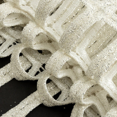 Guipure Lace with Glitter - Off-White Gradient Rectangles