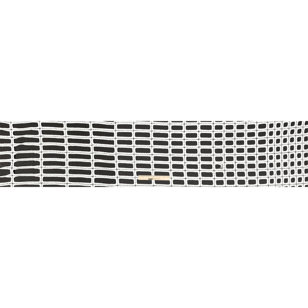 Guipure Lace with Glitter - White Gradient Rectangles