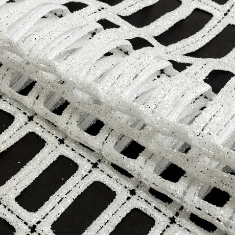 Guipure Lace with Glitter - White Gradient Rectangles