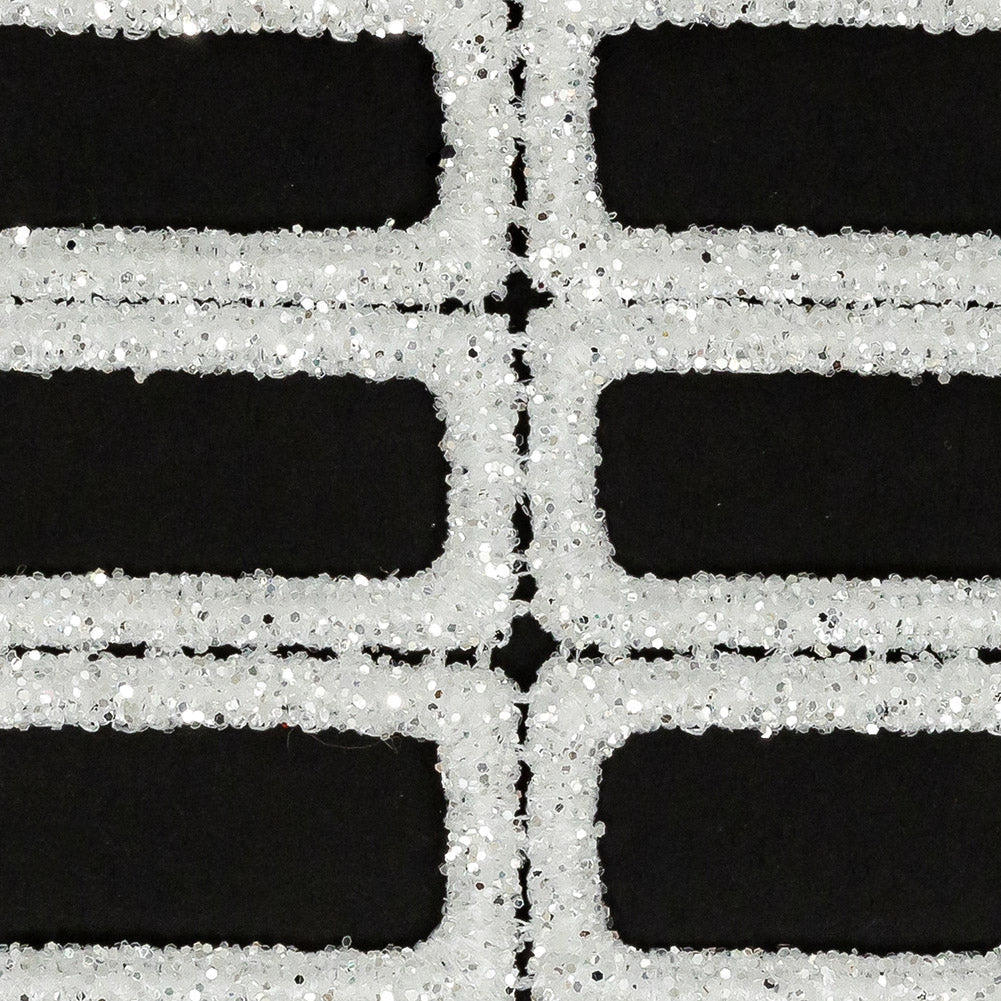 Guipure Lace with Glitter - White Gradient Rectangles