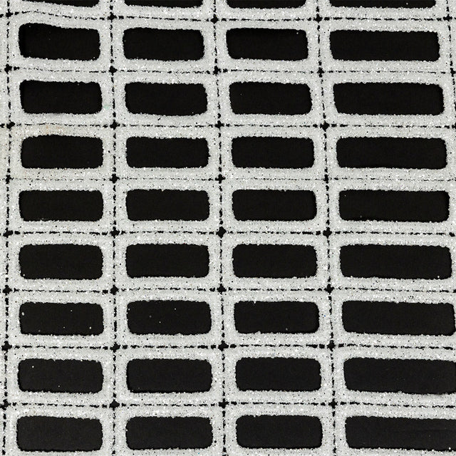 Guipure Lace with Glitter - White Gradient Rectangles
