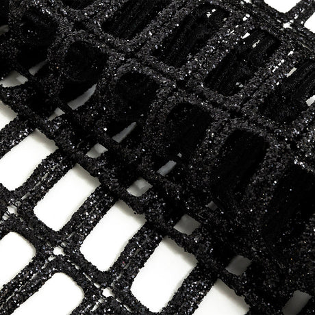 Guipure Lace with Glitter - Black Gradient Rectangles