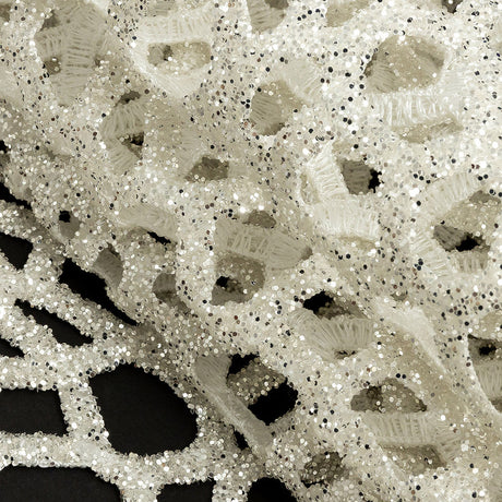 Guipure Lace with Silver Glitter Topcoat - Off-White Thick Webbing