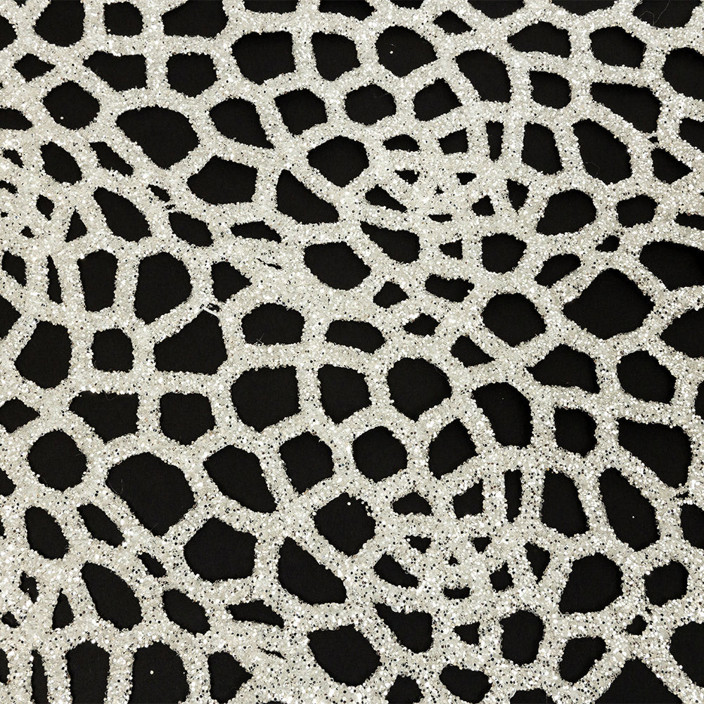 Guipure Lace with Silver Glitter Topcoat - Off-White Thick Webbing