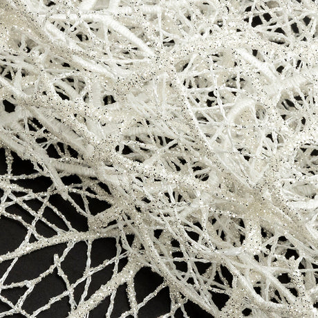 Guipure Lace with Silver Glitter Topcoat - Off-White Thin Webbing