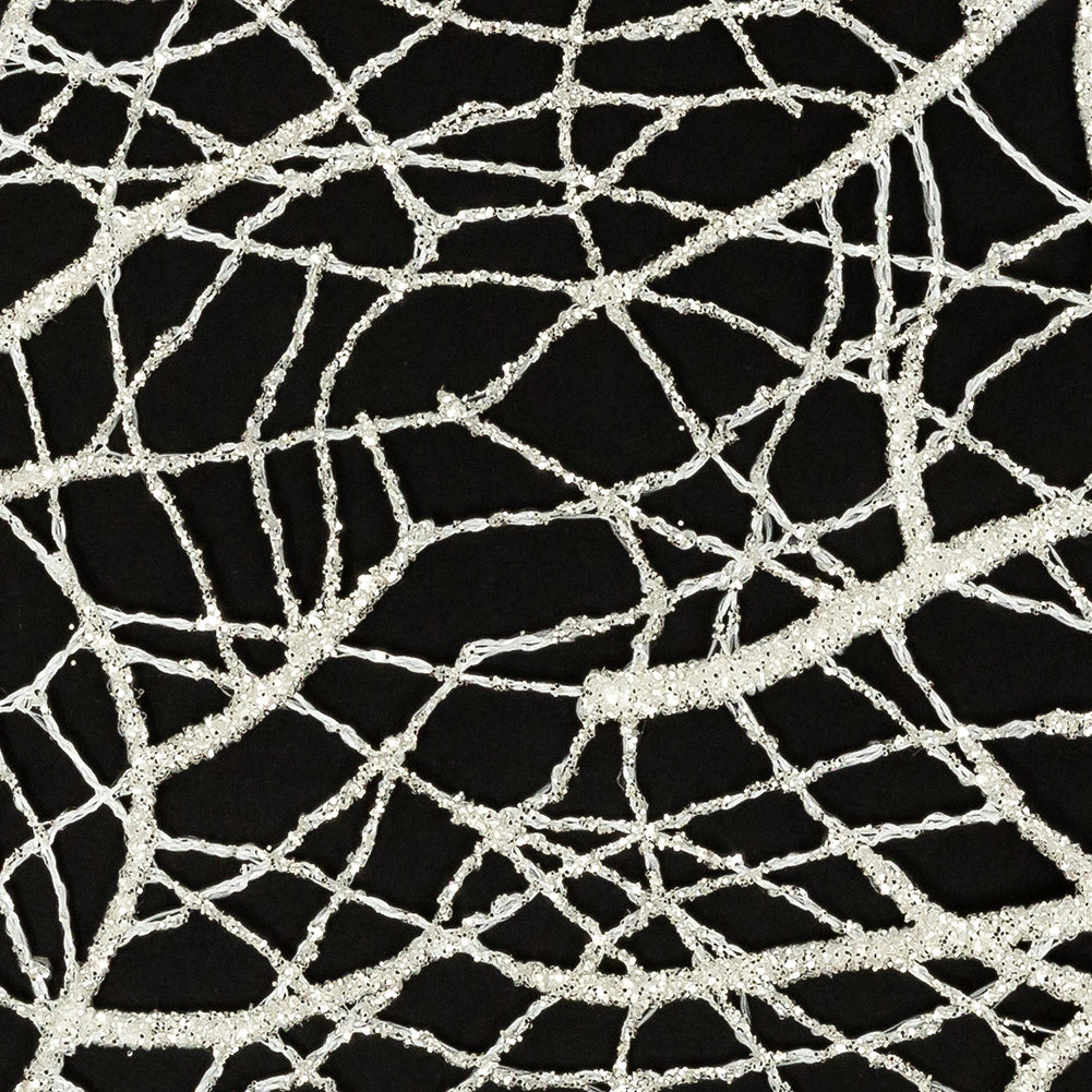 Guipure Lace with Silver Glitter Topcoat - Off-White Thin Webbing