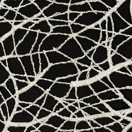 Guipure Lace with Silver Glitter Topcoat - Off-White Thin Webbing