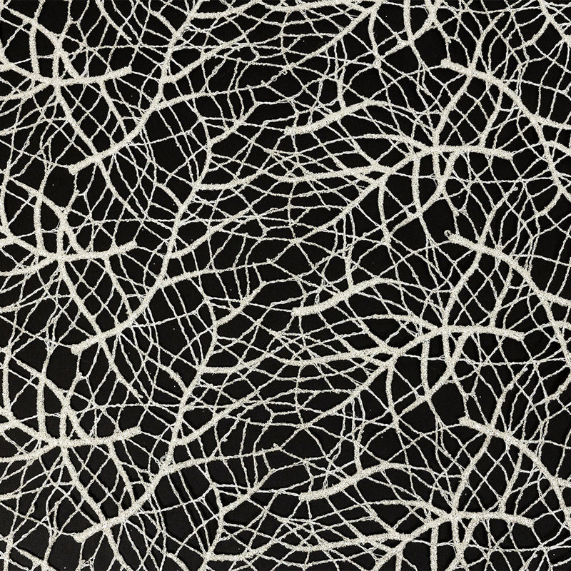 Guipure Lace with Silver Glitter Topcoat - Off-White Thin Webbing