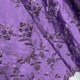 Beaded Bridal Lace Fabric on Polyester Satin 54"