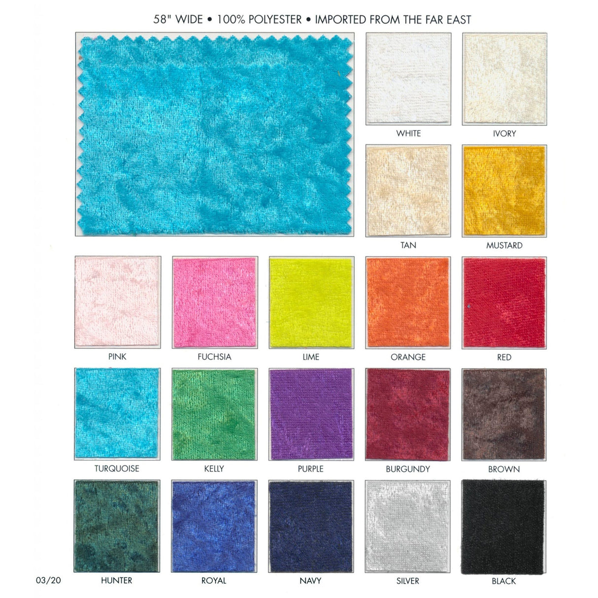 Stretch Velour Crushed Polyester Fabric - Black Crushed Texture, 58" Width (1 Yard)