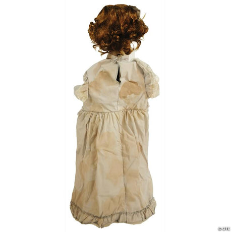 RADYAN Animated Cracked Victorian Doll Halloween Decor with Motion Sensor shown in a clear product image