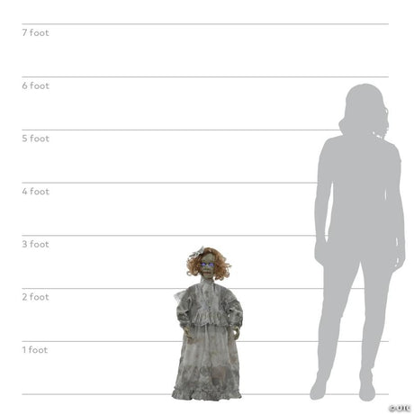 RADYAN Animated Cracked Victorian Doll Halloween Decor with Motion Sensor shown in a clear product image