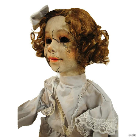 RADYAN Animated Cracked Victorian Doll Halloween Decor with Motion Sensor shown in a clear product image