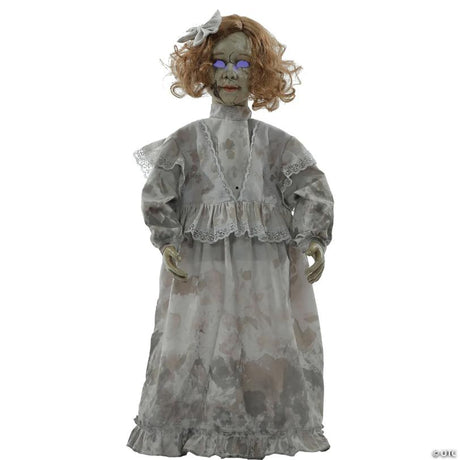 RADYAN Animated Cracked Victorian Doll Halloween Decor with Motion Sensor shown in a clear product image
