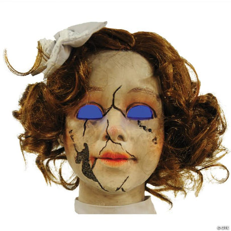 RADYAN Animated Cracked Victorian Doll Halloween Decor with Motion Sensor shown in a clear product image