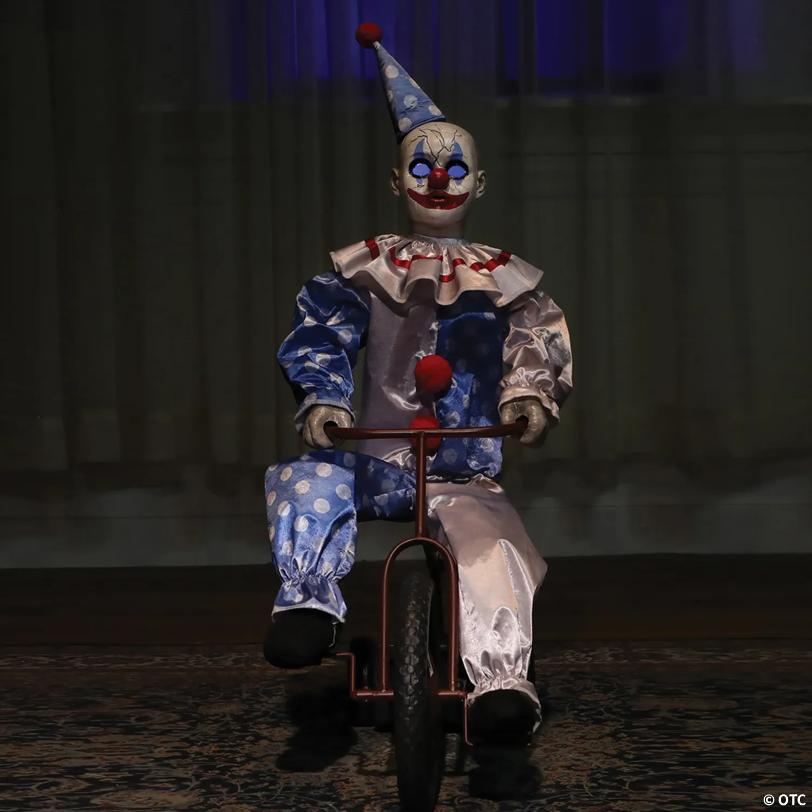 32" Animated Tricycle Pedaling Clown Doll Halloween Decoration