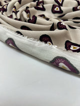 Viscose Crepe Printed Purple Beige Fabric