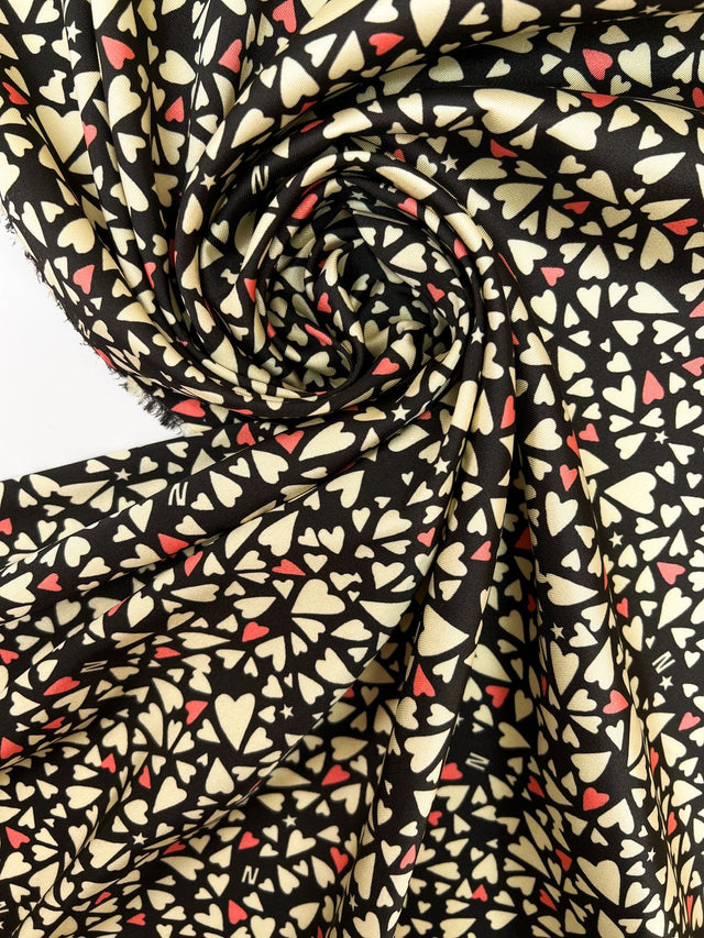 Printed Polyester Twill Beige Pink