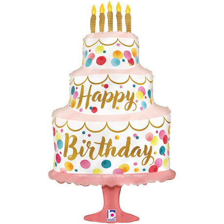 Foil Balloon Happy Birthday Satin Pink Cake