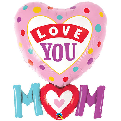 Foil Balloon 33 Inch Love You M(Heart)M Dots