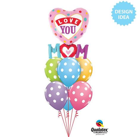 Foil Balloon 33 Inch Love You M(Heart)M Dots