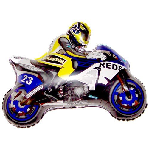 Foil Balloon Motobike Racing Blue