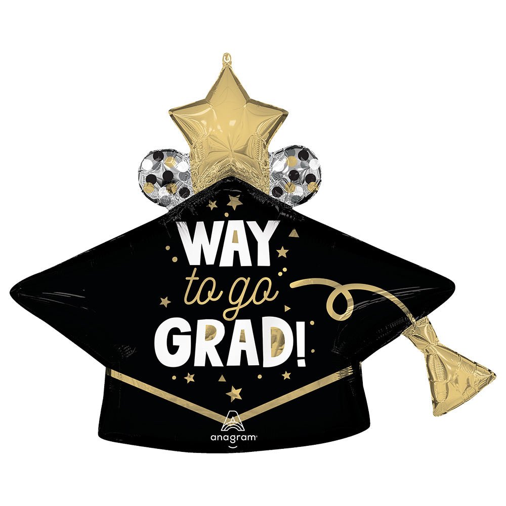 Graduation Foil Balloon 33 Inch Way To Go Grad Cap