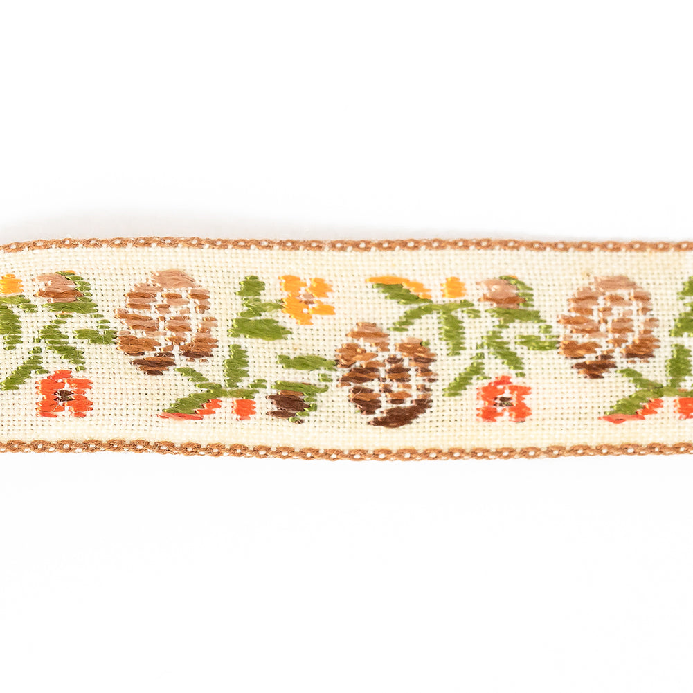 Orange Harvest and Brown Ombre Floral German Jacquard Ribbon - 0.625"