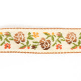 Orange Harvest and Brown Ombre Floral German Jacquard Ribbon - 0.625"