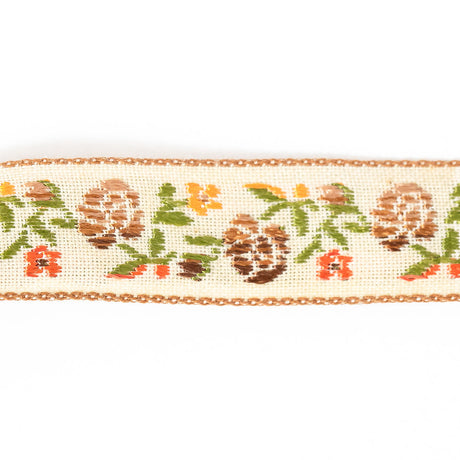 Orange Harvest and Brown Ombre Floral German Jacquard Ribbon - 0.625"