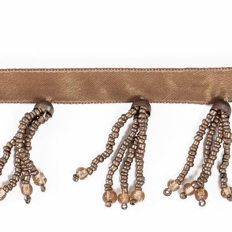 Brown Beaded Fringe with a Satin Lip - 1.875"