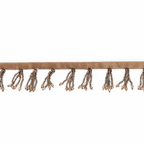 Brown Beaded Fringe with a Satin Lip - 1.875"