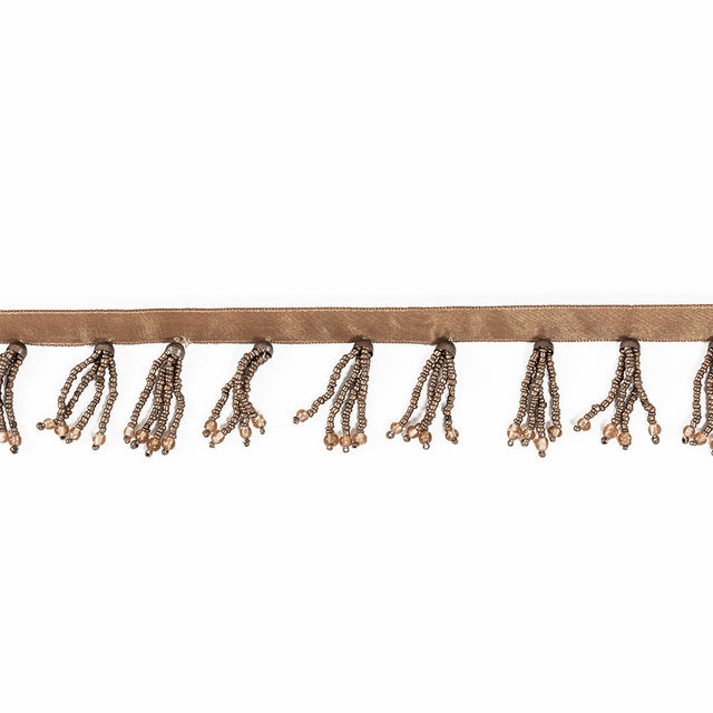 Brown Beaded Fringe with a Satin Lip - 1.875"