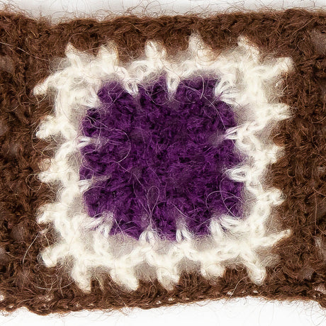 Brown, Ivory and Purple Squares Crochet Lace Trim - 2.25"