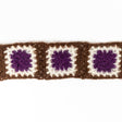 Brown, Ivory and Purple Squares Crochet Lace Trim - 2.25"