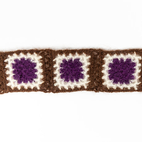 Brown, Ivory and Purple Squares Crochet Lace Trim - 2.25"