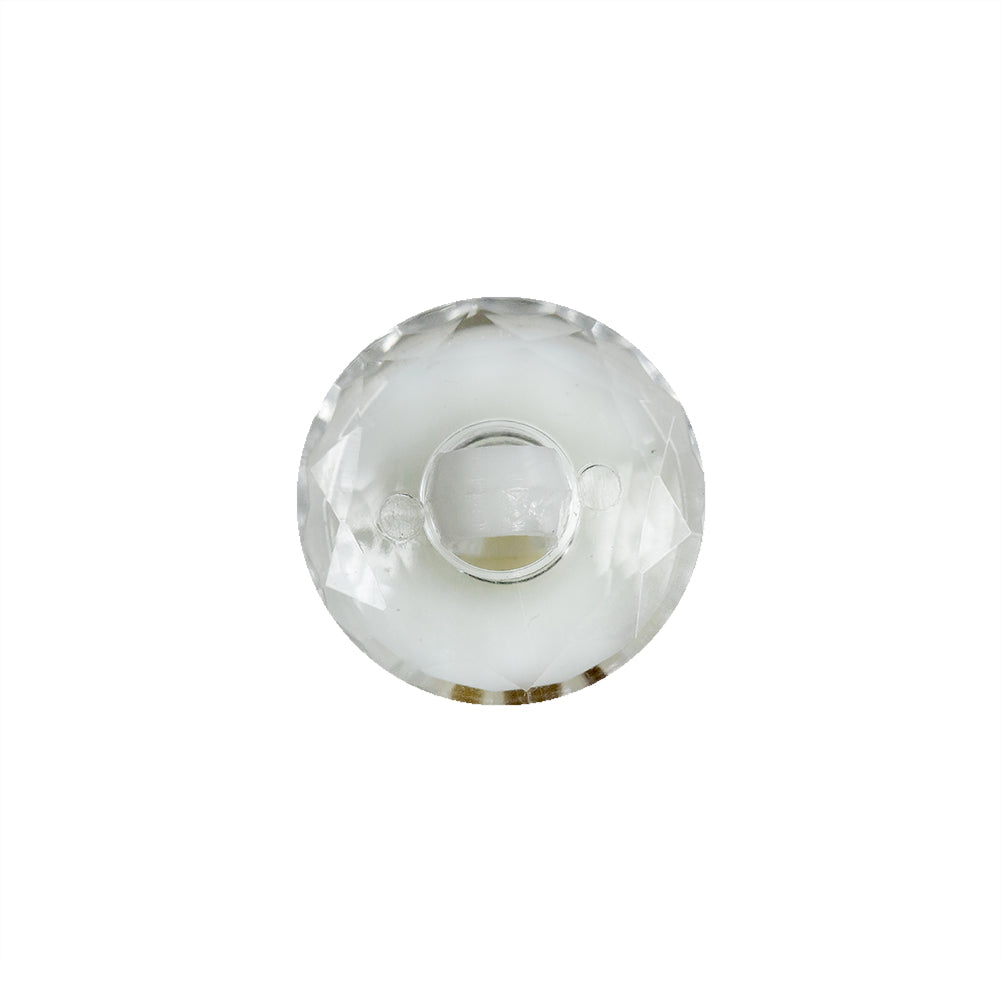 Italian White and Transparent Faceted Shank Back Button - 25L/16mm
