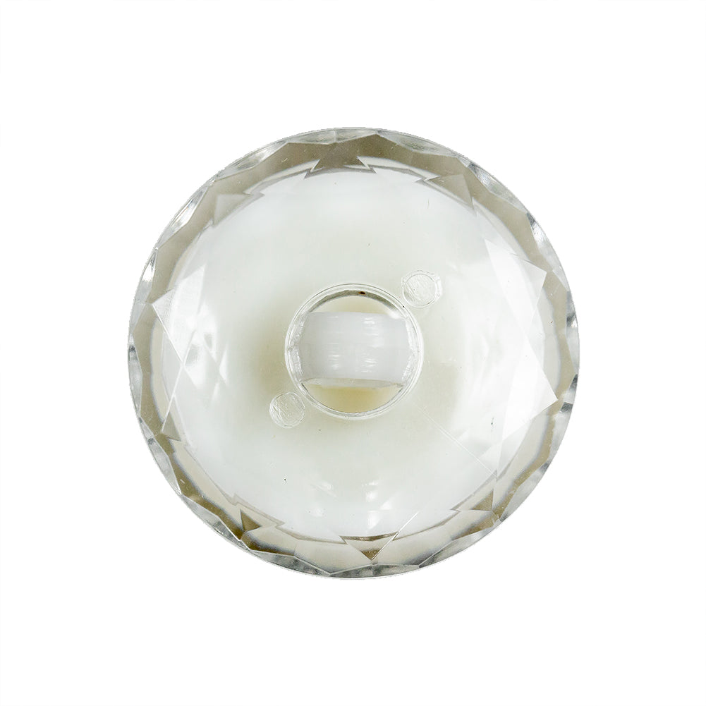 White and Transparent 2-Piece Faceted Shank Back Button - 36L/23mm
