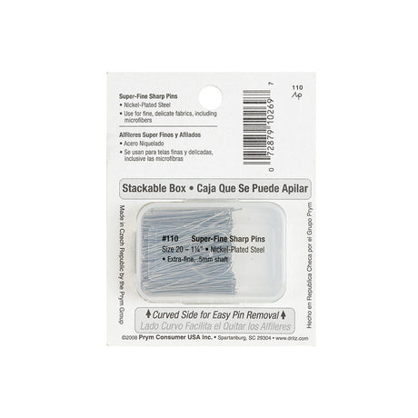 Dritz Super Fine Nickel Plated Steel Pins 250 Ct - 1-1/4"